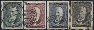 CZECHOSLOVAKIA  1930 Sc 175-78 Used  F-VF Pres. Masaryk Set of 4