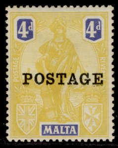 MALTA GV SG150, 4d yellow & bright blue, M MINT. Cat £27.