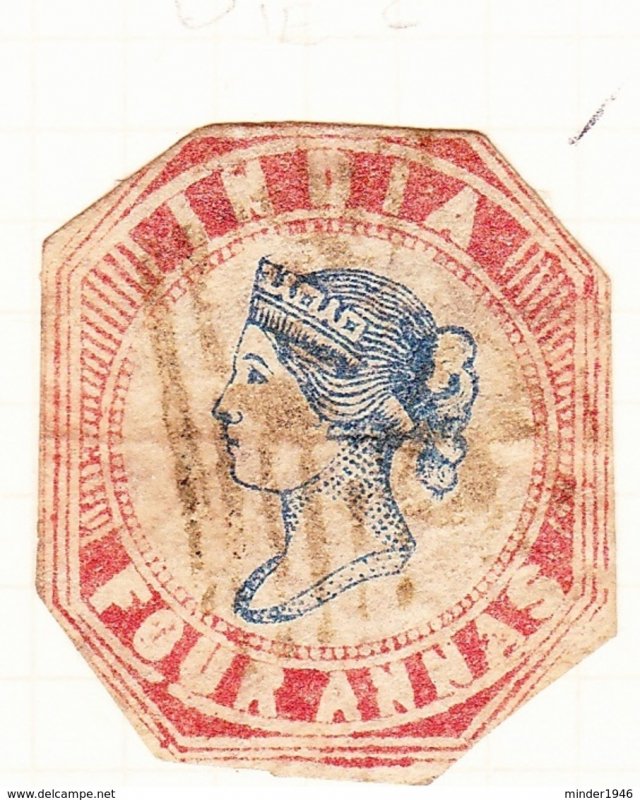 INDIA 1854 QV 4A Indigo & Red Die II SG20 Used