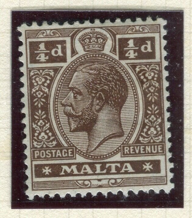 MALTA; 1914 early GV issue fine Mint hinged Shade of 1/4d. value