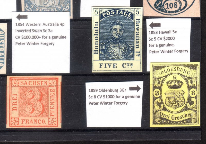 World's Most Valuable stamps, Peter Winter Forgeries, Good Quality, Check photos