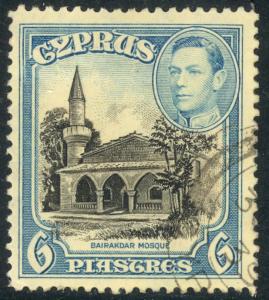 CYPRUS 1938-44 KGVI 6pi BAIRAKDAR MOSQUE Scott No. 150 F-VF Used