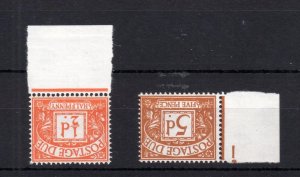 1/2d + 5d MULTIPLE CROWNS POSTAGE DUE UNMOUNTED MINT WATERMARK SIDEWAYS-INVERTED