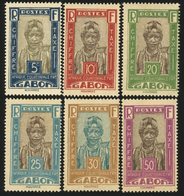 GABON Sc J12-16, J18 VF/MH - 1930 Chief Makoko, De Brazza's Aide-See Des...