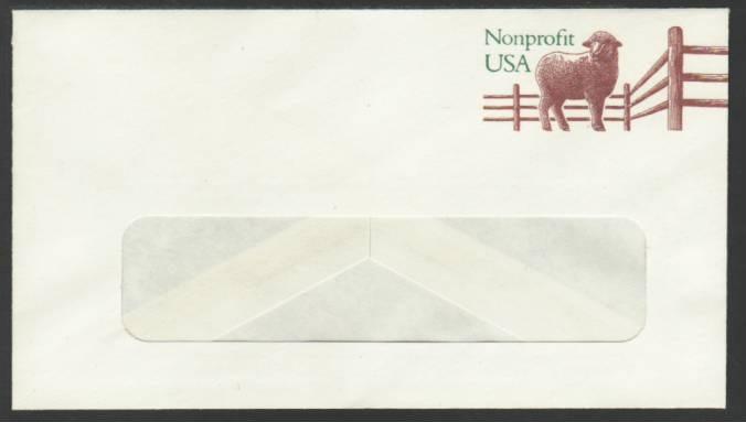 US U635 Sheep Non Profit Window Postal Envelope Unused 