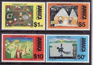 Jamaica-Sc#760-3- id8-unused NH set-Christmas-Children's Art-1991-