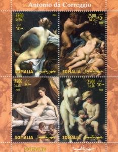 Somalia 2004 ANTONIO DE CORREGGIO NUDES Sheet Perforated Mint (NH)