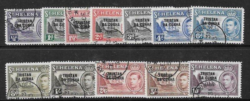 TRISTAN DA CUNHA SG1/12 1952 DEFINITIVE SET FINE USED