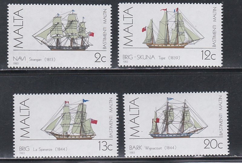 Malta # 637-640, Maltese Ships,. Mint NH, 1/2 Cat.