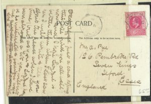 SEYCHELES 1911 KE 6C ON PICTURE POST CARD SENT TO ENGLAND  PO228A H