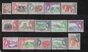 DOMINICA SCOTT #142-156 1954 QEII PICTORIALS- MINT LIGHT HINGED