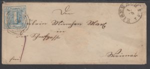 Thurn & Taxis, Northern District, Sc 10 on 1864 Cover, Eisenach to Weimar