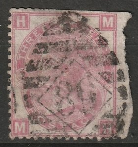 Great Britain 1867 Sc 49 used damaged wing plate 9 num 58 (London) cancel