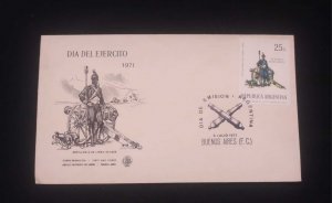 C) 1971. ARGENTINA. FDC. ARMY DAY STAMP, LINE ARTILLERY. XF