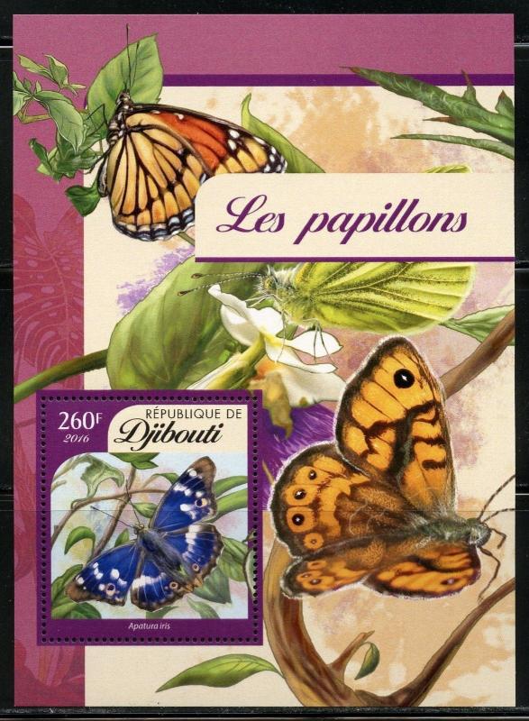 DJIBOUTI  2017  BUTTERFLIES  SET OF FOUR SOUVENIR SHEETS  MINT