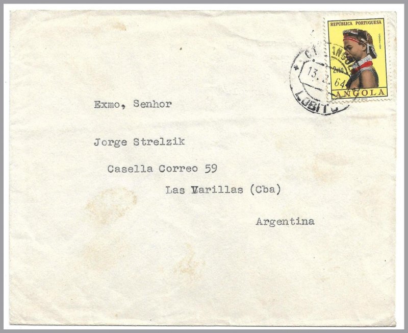 ANGOLA (Portugal) 1964 Commercial Air Cvr - 2.50e Girl of Angola - Lobito