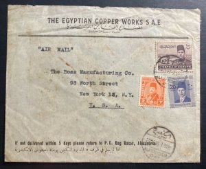 1945 Alexandria Egypt Cooper Works Commercial Airmail cover To New York USA