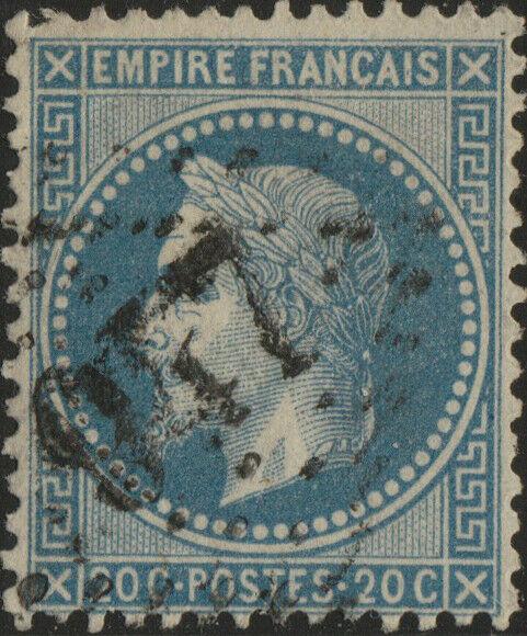 FRANCE - Yv.29B 20c bleu (type II) obl. GC947 (Chateauroux)