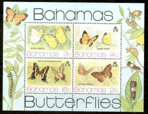 BAHAMAS SGMS443 Sc 370 373a 1975 BUTTERFLIES MNH