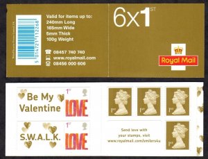 SA2 2008 Valentine with Brown Hearts Self-adhesive Booklet inc. Pane 2693b U/M