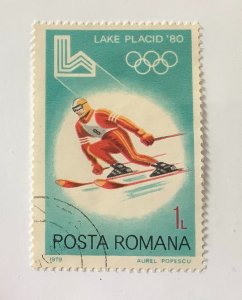 Romania 1979  Scott 2927 CTO - 1 l, Winter Olympics, Lake Placid, skiing