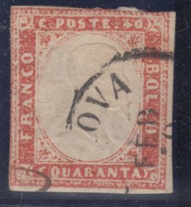 SARDEGNA - 1859 - Sassone n. 16Ba vermiglio mattone cv 780$