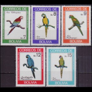 BOLIVIA 1981 - Scott# 662/67 Parrots 7-15b NH