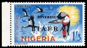 Biafra 1968 QEII Crown Bird 1s3d error RED OVERPRINT OMITTED var MNH. SG 12b.