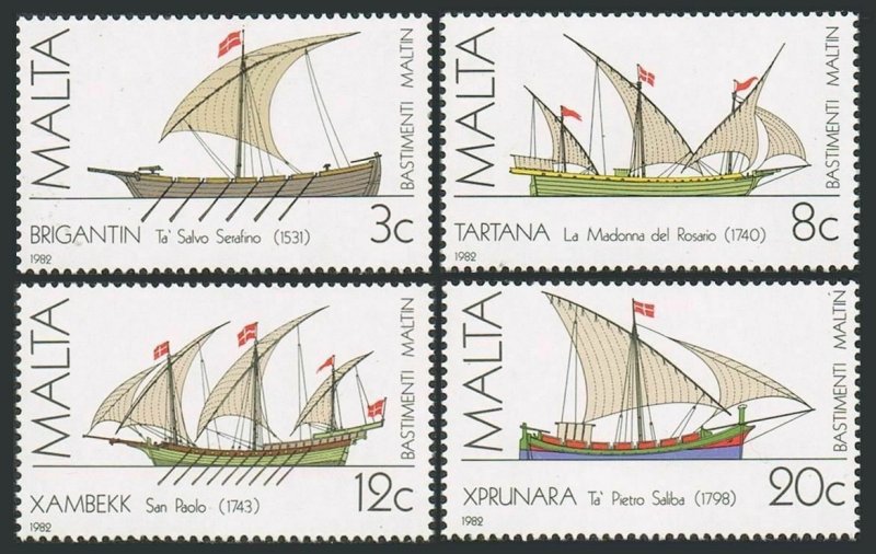 Malta 619-619C,MNH.Michel 669-672. Brigantine,Tartana,Xebec,Speronara.1982.