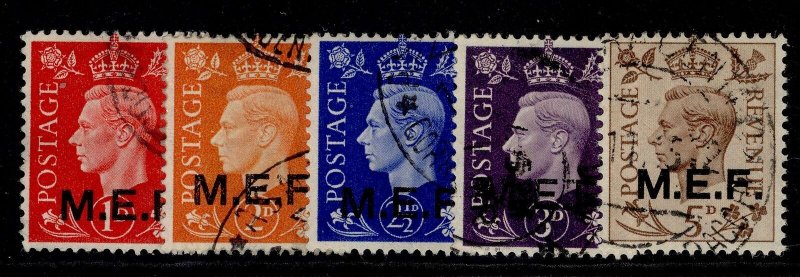 BOIC - Middle East Forces GVI SG M1-M5, 1942 complete set, FINE USED. Cat £16.