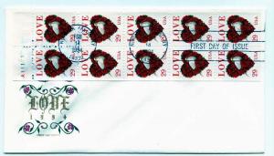 2814a Love and Dove Booklet Pane of 10, Farnam, FDC