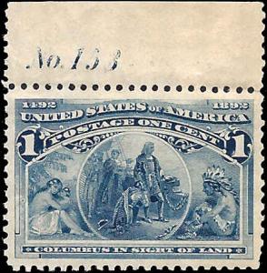 230 Mint,OG,NH... SCV $32.50... Plate# Single... XF+