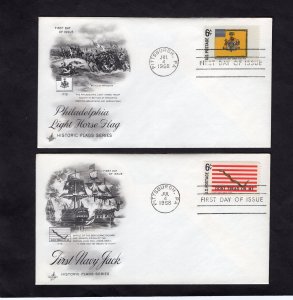 1345-1354 Historic Flags, FDC set/10 Art Craft cachets