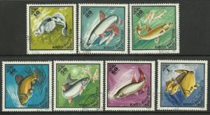 Mongolia #858-64 Canceled Set, Fish (a)