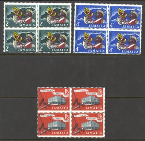 Jamaica Sc# 181-183 MH block/4 1962 2p-1sh6p Independent State