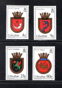 Gibraltar #474-477  VF, Unused, Royal Navy Crest, CV $8.50 ..... 2440292