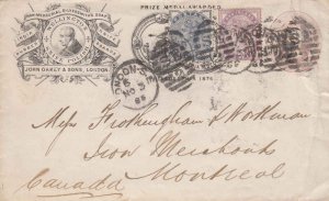 Great Britain #89, 98 on Postal Envelope to Montreal