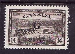 Canada-Sc#O22-Unused 14c Hydroelectric Plant-overprinted G-og-NH-1950-51-Cdn643-