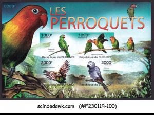 BURUNDI - 2011 PARROTS - BIRDS - MINI, SHEET MNH IMPERF