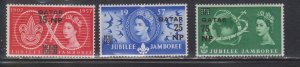 QATAR Scott # 16-18 MH - QEII Jubilee Jamboree With Overprint & Surcharge