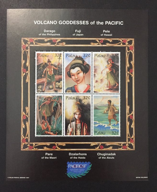 Palau 1997 #434 S/S, Volcano Goddesses, MNH.