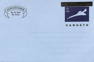 Vanuatu 1980, Aerogramme 15FNH Concorde overprint with 6 lines, Unused Postal...