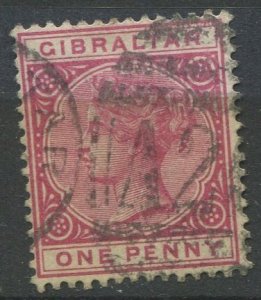 Gibraltar  Sc#10 Used, 1p dp rose, Definitives 1886-1898: Queen Victoria (ste...