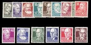 Germany - East (DDR) #122-136 Cat$85, 1953 Portraits, complete set, lightly h...