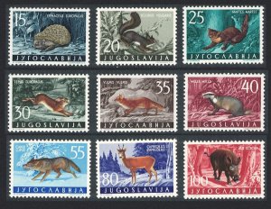 Yugoslavia Forest Mammals Hedgehog Squirrel Badger Fox Deer 9v 1960 MNH