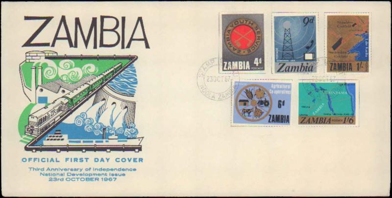 Zambia, First Day Cover, Ships, Trains