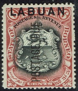 LABUAN 1901 POSTAGE DUE ARMS 6C PERF 13.5 - 14