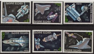 Thematic stamps BULGARIA 1991 SPACE SHUTTLES 3771/6 6v mint
