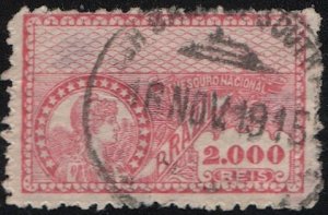 BRAZIL 1915 Used 2,000r Revenue stamp VF, unusual cancel