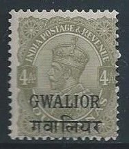 India-Convention States-Gwalior #76 NH 4a King George V Issue Ovptd. Gwalior